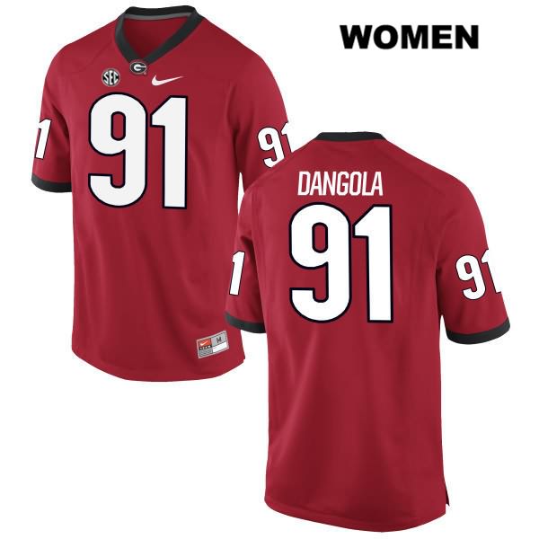 Georgia Bulldogs Women's Michael DAngola #91 NCAA Authentic Red Nike Stitched College Football Jersey KWK8456LI